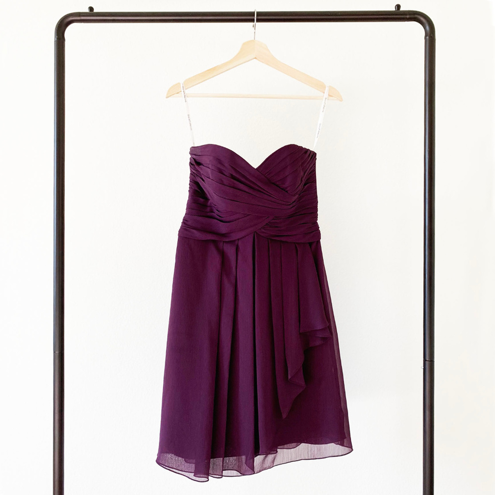 David's Bridal Short Crinkle Chiffon Dress Sz 4